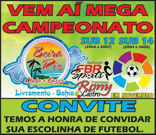VEM AÍ MEGA CAMPEONATO SUB 12 E SUB 14 NO BEIRA RIO